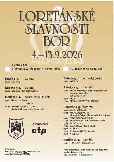 Plakát na koncert Bor u Tachova 12. 9. 2026