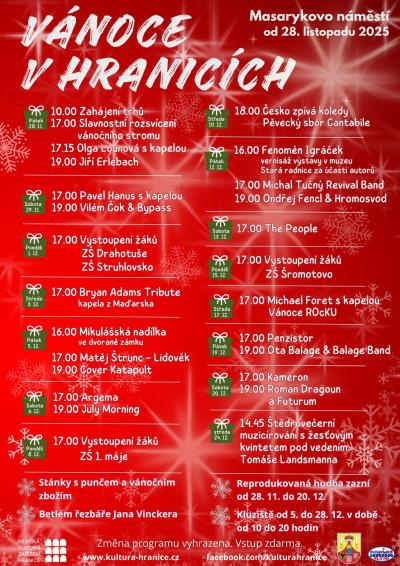 Plakát na koncert Hranice na Moravě 6. 12. 2025