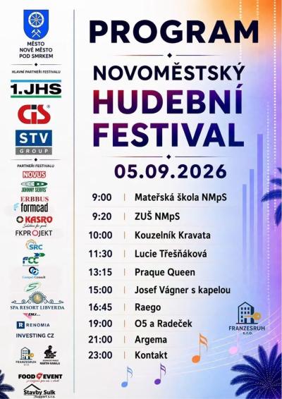 Plakát na koncert Nové Město pod Smrkem 5. 9. 2026