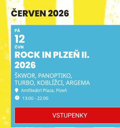 Plakát na koncert Plzeň 12. 6. 2026