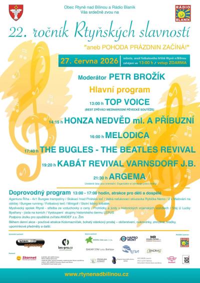 Plakát na koncert Rtyně nad Bílinou 27. 6. 2026